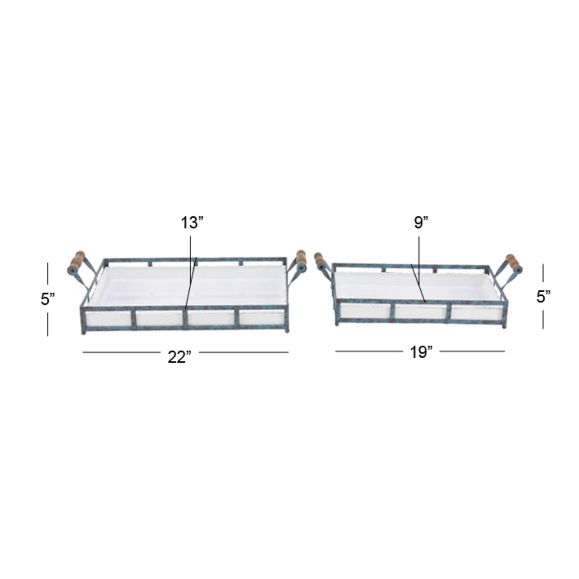 Blue Metal Farmhouse Tray Set